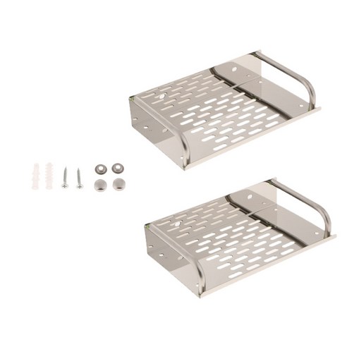 2PCS 주방 욕실 스토리지 랙 스테인레스 스틸 캐디 선반 벽걸이 형, 실버