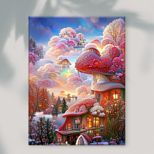 엔픽아트 캔버스형 보석십자수 40 x 50 cm, MK104 동화 속 마을, 1개