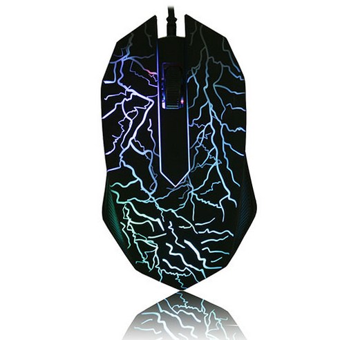 YJQ 다채로운 LED 컴퓨터 게임용 마우스 정밀 게임 Dota 2 LOL 게이머 2400 인치 당 점 USB 유선 마우스, 3-key Black, 하나