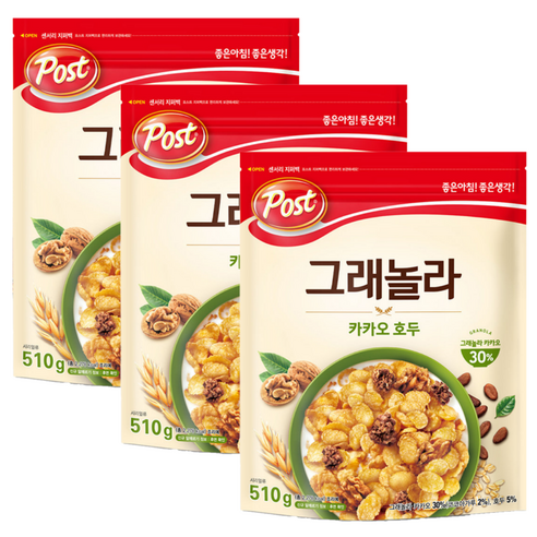 포스트 동서 카카오 호두, 510g, 3개