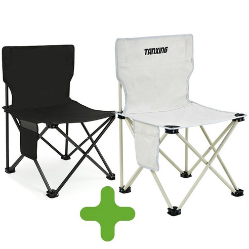 WENCHENG 야외 경량 릴렉스 소풍 낚시 폴딩 캠핑 의자 (2개세트), 1+1(흰색+블랙)