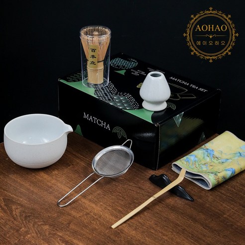 AOHAO 말차 도구 1/4/7 PCS 세트 MATCH WHISK 차선 차선립 다완, 1세트, 밝은 화이트7PCS