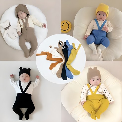 신생아 유발 레깅스 봄 가을 아기 멜빵 타이즈 남아 여아 쫄 바지 스타킹 촬영의상 문센룩