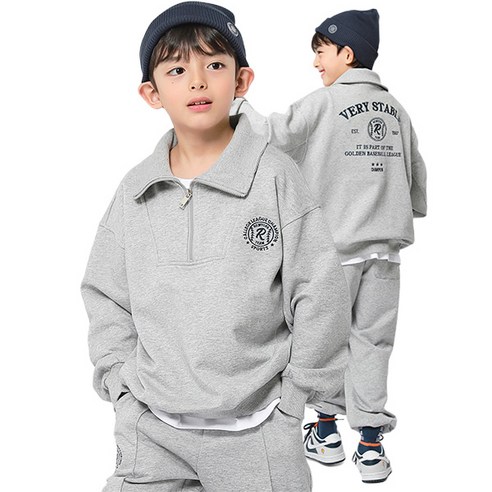 더베이지 가을 주니어 남아 트레이닝 세트 노먼 반집업 SET B3720 아동 초등학생 공용 상하복