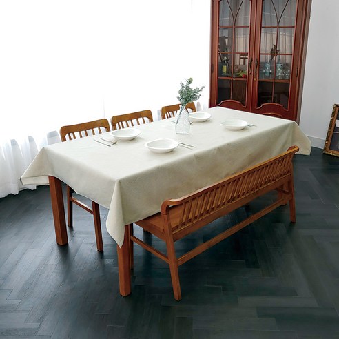 케이홈 폴리 방수 테이블보 식탁보 행사용 식탁 테이블, 베이지, 120x120cm