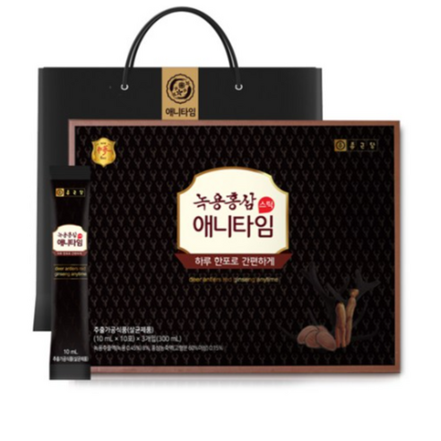 종근당 녹용홍삼 애니타임 스틱 30개입 + 쇼핑백, 300ml, 1세트