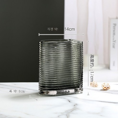 DFMEI 플라워 글라스 꽃병 투명 꽃꽂이 수양가 북유럽 거실 빈티지 소품 아이디어 심플 도톰, DFMEI 20-1003그레이
