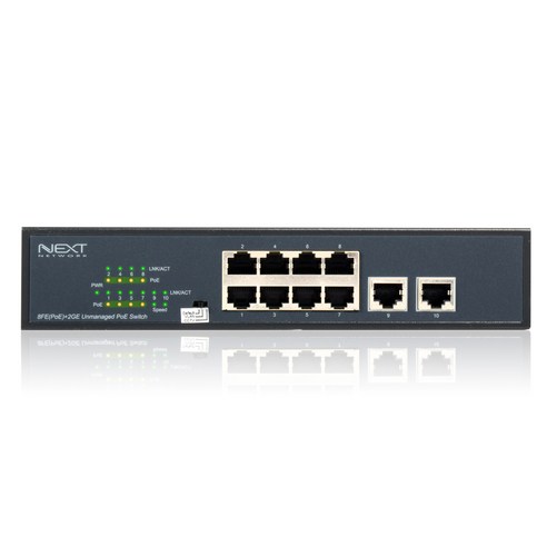 넥스트 8포트 10/100 Mbps PoE+2포트 업링크 스위칭 허브, NEXT-POE808FP