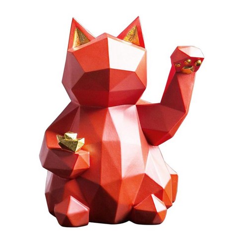 럭키 고양이 입상 C satculptures 인형 동상 작은 홈 장식 현대 장식 고양이 조각 추상 조각, 레드, 수지