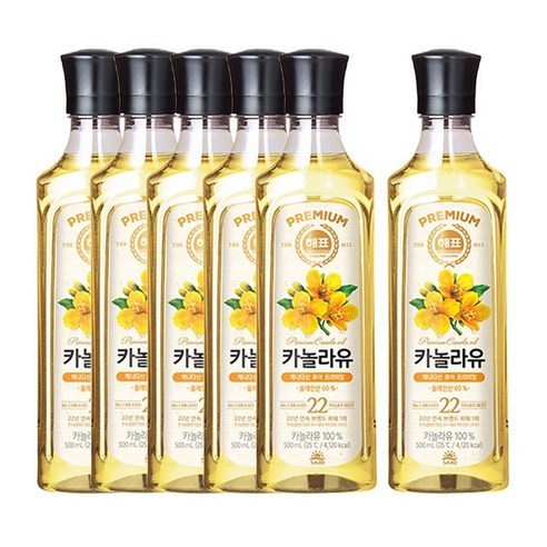 해표 카놀라유, 500ml, 6개