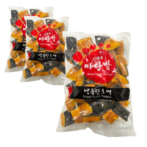 마당발 냉동 단호박 다이스 1KG 대량 2+1 코스트코, 대용량 냉동 단호박, 3개