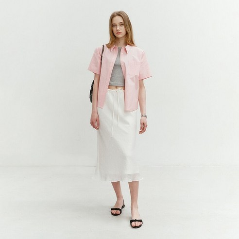 던스트 LAYERED SATIN SKIRT IVORY_UDSK4B222IV