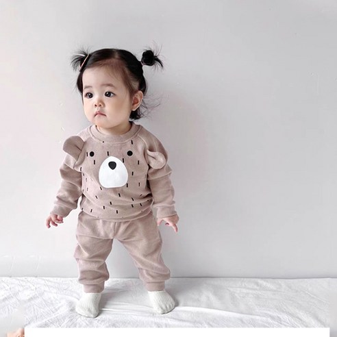 [당일발송] 유아 곰돌이 봄 상하복 세트 가을 간절기 아기 옷 외출복