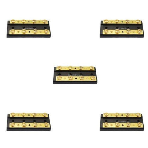 5pc 보트 RV 자동차 버스 바 블록 포지티브 및 네거티브 8 터미널 32V60A, 나일론 황동, 블랙 구리