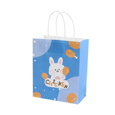 채색 캐릭터 크라프트 쇼핑백 50p 예쁜 미니 선물 포장 주머니, 세로 15*8*21cm, 토끼
