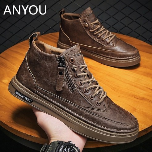 ANYOU 남성 PU 스니커즈 남자 운동화