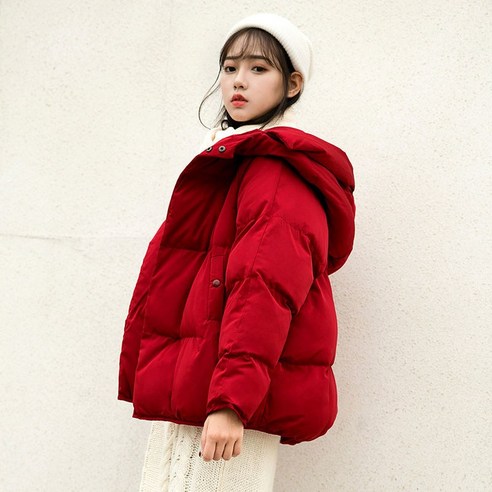 mxt짧은 후드 레드 면화 패딩 자켓 새로운 패션 서양식 작은 빵 자켓 겨울 코트
