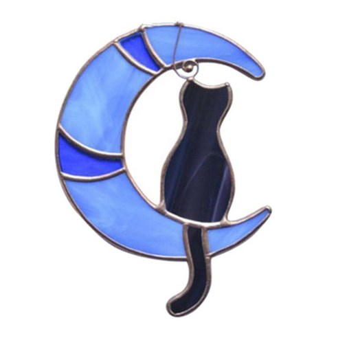 수제 고양이 교수형 가정 장식 장식품 사무실 발코니 방 컬렉션, 블루, 아크릴