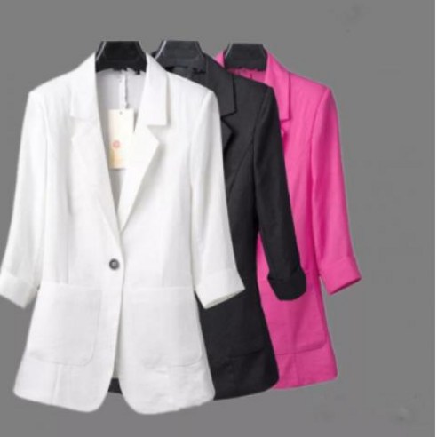 린넨자켓  반하나 국내배송 여성 봄 여름 데일리 오피스 반팔 재킷