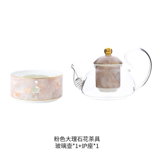 DFMEI.커피잔 세트요.Coffee cup set금골자 커피잔 세트 영국식 홍차잔 유럽식 도자기 커피잔 오후차 선물세트입니다., 대리석 (한 잔의 냄비) 핑크색, DFMEI.전통적인