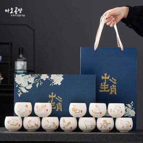 아소공방 자연의 선율을 담은 수제제작 백자기 찻잔 세트, 36개, 백자