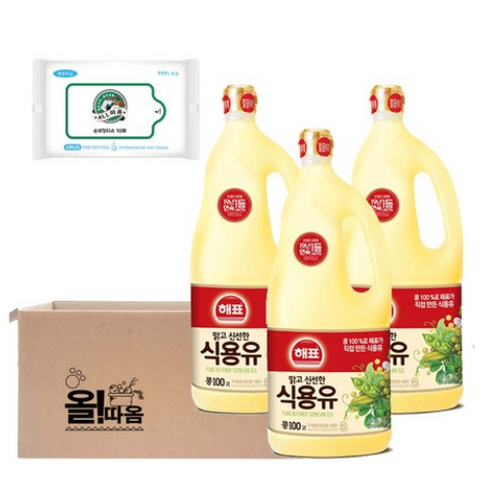 해표 식용유, 1.8L, 3개