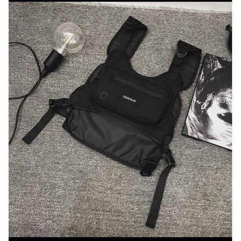 배달 조끼 백팩 돈지갑 퀵 반사 전술 가슴 라이더 하네스 수납가방, 원사각포켓