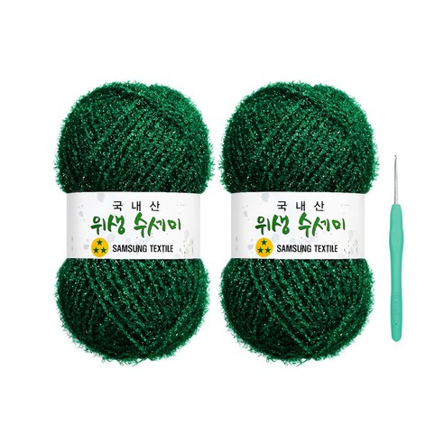 울클럽 사각 웨이브 수세미 DIY 위생수세미실 2볼세트(동영상제공), 704 딥그린, 704 딥그린