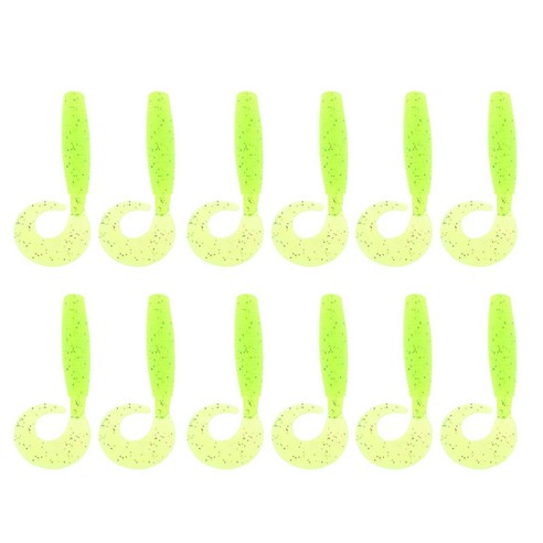 12pcs 소프트 웜 낚시 미끼 세트 Grub Shad 낚시 미끼 Swimbait Green, 6.5cm, 녹색, 플라스틱