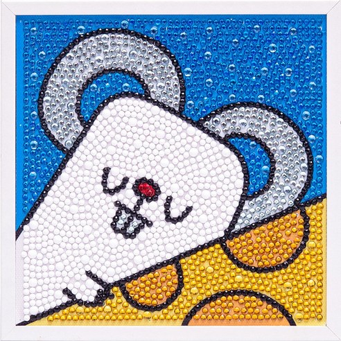 코이코스토리 키즈 DIY 보석십자수 동물 보석 비즈 DIY패키지 액자포함, 1세트, 마우스