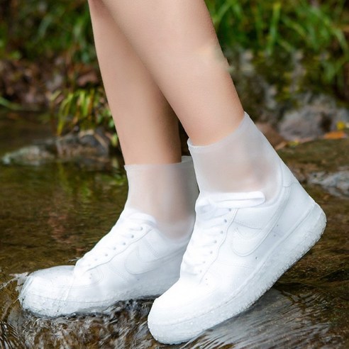실리콘 신발 투명 방수 커버 레인슈즈 미끄럼방지 비닐 비오는날 장화 덮개 우비 부츠 여성용 220~255, 2세트