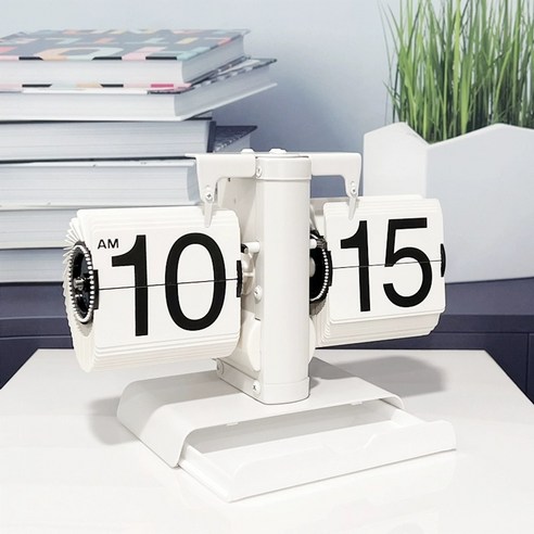 탁상 시계 인공태양 무소음 led 디지털 플립 시끄러운 모래 전자 진공관 알람, 12시간 무광 블랙(배터리 증정)