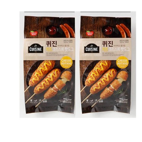 동원 [키즈간식 캠핑재료] 퀴진 크리스피 핫도그 400g 2개 1셋트 [저녁야식 어른안주 혼밥추천] [소량&대량 도매상품 가성비최고], 14셋트