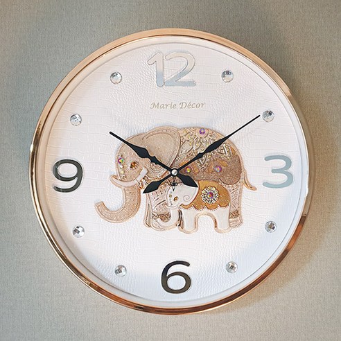 마리데코 파인보석 코끼리 심플벽시계(골드)