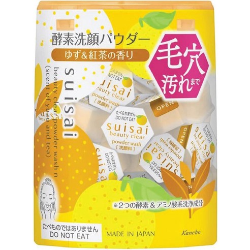 가네보 수이사이 뷰티 클리어 파우더 워시 효소세안제 유자n홍차향 0.4g x 32개, 상세