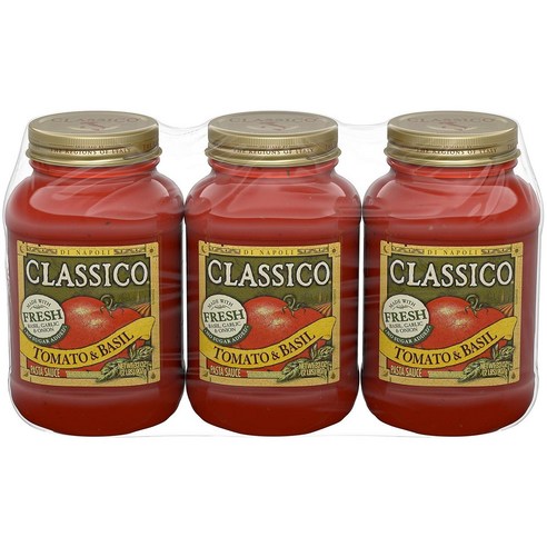 Classico Pasta Sauce Tomato and Basil - 32 Ounce Jar (Pack of 3) 클라시코 파스타 소스 토마토 바질 - 32온스 병(3개 팩... 