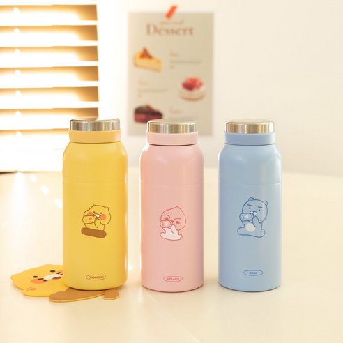 카카오프렌즈 밀키 스텐 대용량 텀블러 보온 보냉, 어피치, 350ml, 1개