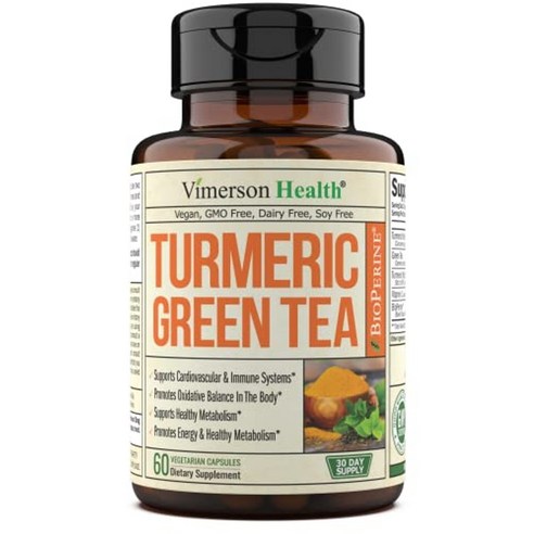 Vimerson Health 녹차 추출물 EGCG 400mg + 강황 커큐민 식물성 캡슐 60정, 60개, 1개