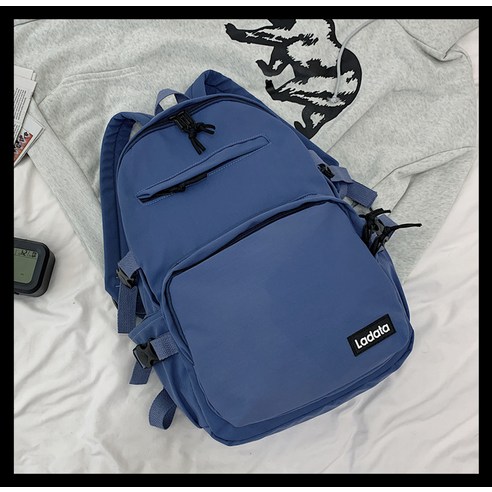 한국판 대용량 학생 가방 남자 아웃도어 패션 심플 숄더 가방 물벼락 방지 캐주얼 가방, 파란색 (마운트 없음)