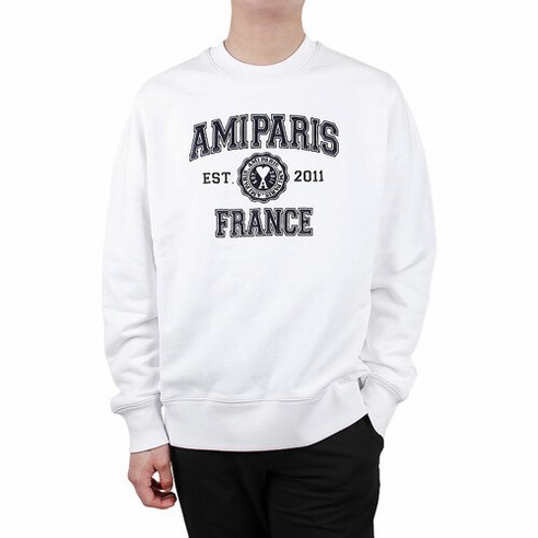 아미맨투맨 [아미] 23FW 파리 프랑스 자수로고 맨투맨 (USW008 747 100) Best Top5