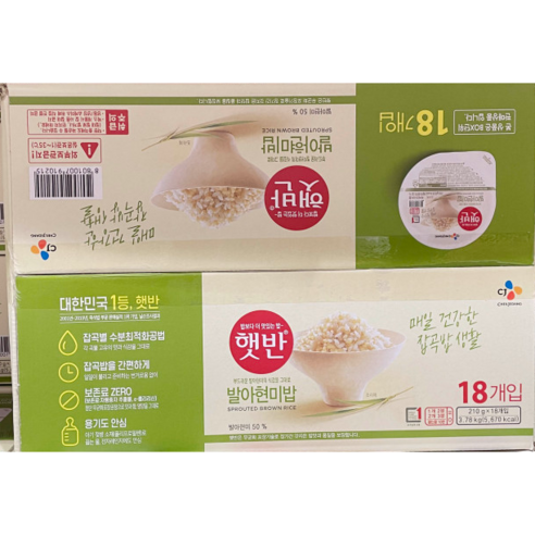 CJ제일제당 햇반 발아현미밥 210g x18개입, 18개