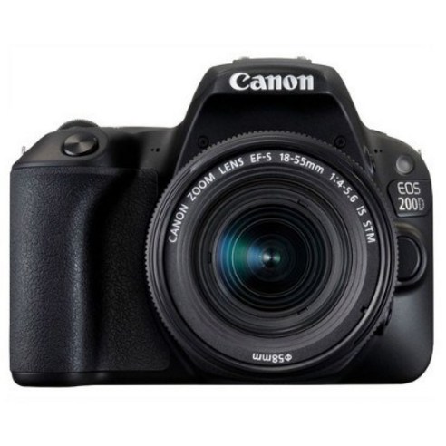 캐논카메라 캐논 EOS 200D DSLR BODY + 줌렌즈 EF-S 18-55mm F4-5.6 KIT, EOS 200D(블랙)