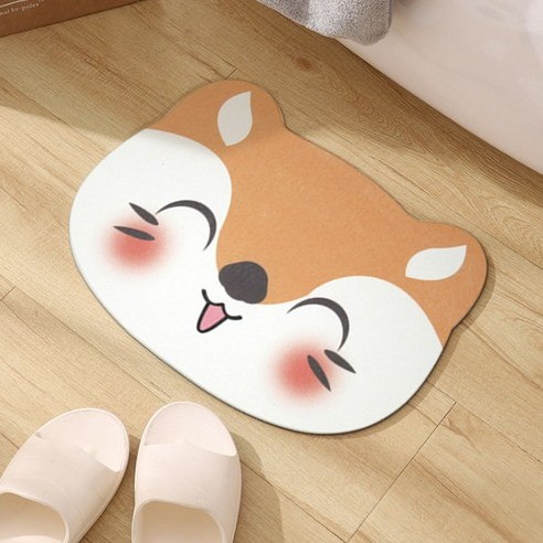 귀여운 캐릭터 규조토 발매트 미끄럼방지패드+사포 포함, 소형(40X30cm)다람쥐
