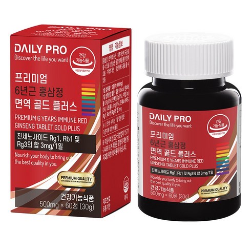 데일리프로 프리미엄 6년근 홍삼정 면역 골드 플러스, 60정, 1개