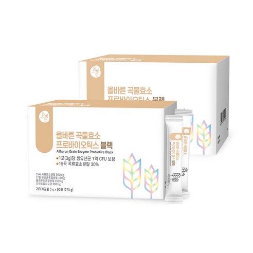 올바른 곡물효소 프로바이오틱스 블랙, 3g, 180포