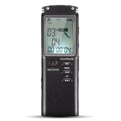 AFBEST 전문 음성 녹음기 대형 화면 고화질 소음 감소 녹음기 8GB MP3 플레이어, 검정