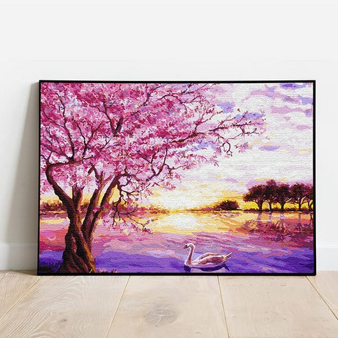 아트조이 DIY 명화 그리기 세트 40 x 50 cm 가로형, 벚꽃 호수