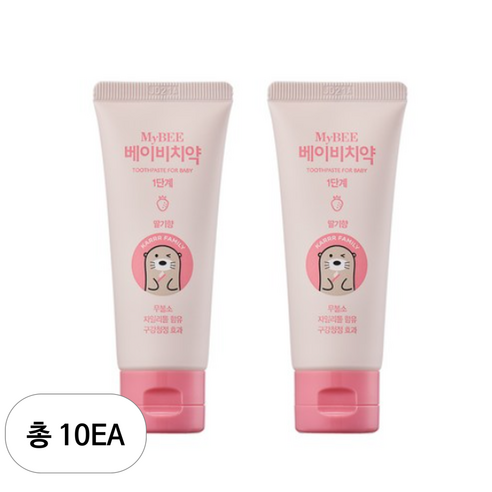 마이비 베이비 어린이 치약 1단계 딸기향, 50g, 10개