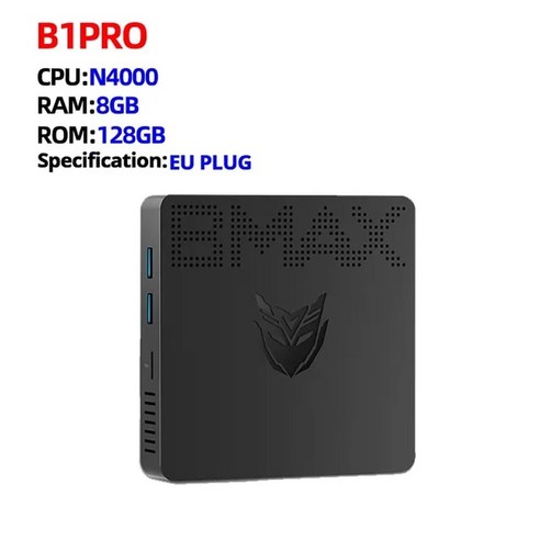 BMAX 미니 PC B1PRO 윈도우 11 8GB RAM 128GB ROM 인텔 N4000 M.2 슬롯 컴퓨터 듀얼 밴드 WiFi HDMI VGA 블루투스, [01] EU PLUG