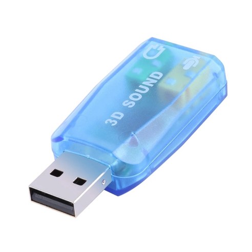 USB 2.0 사운드 카드 가상 USB 오디오 어댑터 외장 스테레오 사운드 카드(3.5mm 헤드폰 및 마이크 포트 포함), 파란색